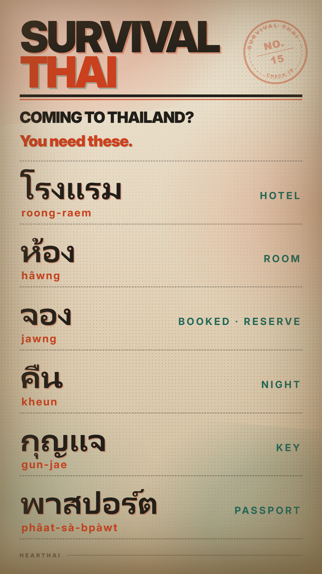 CHECK-IN reference card